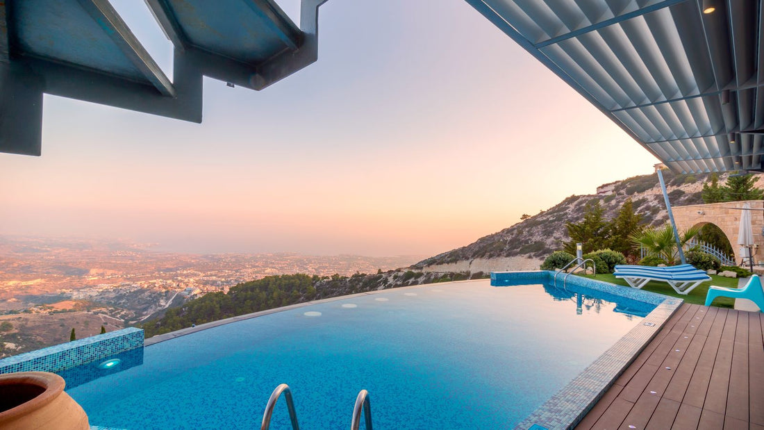 Modern residential backyard pool with clean poolside setting